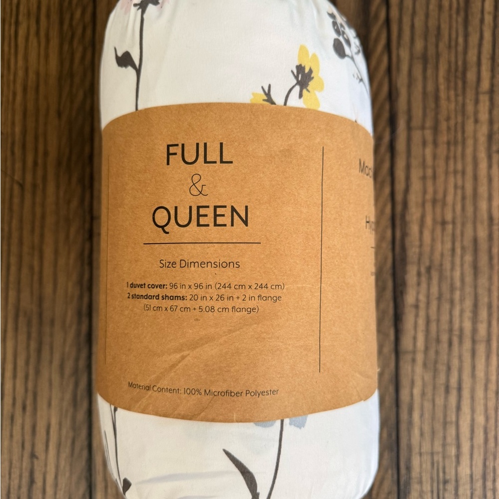 Full & Queen Floral Duvet Cover Set - White and Pink